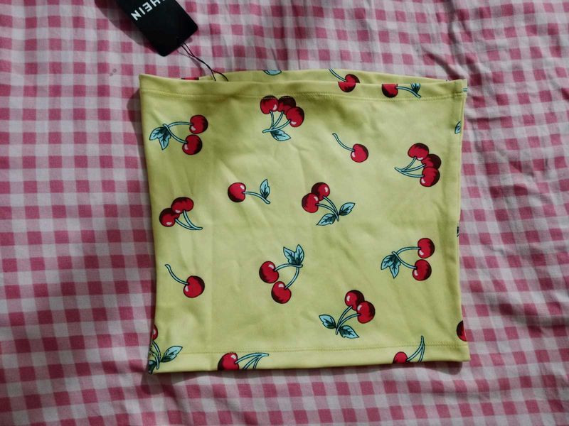 Cute Cherry Print Tube Top