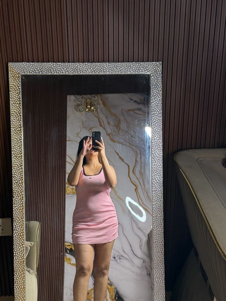 Cute Pink Ruched Mini Dress