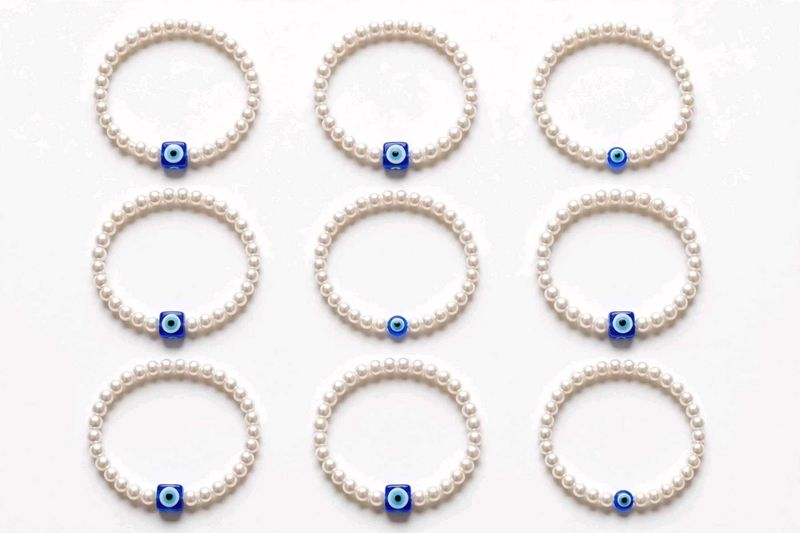 Pearl Bracelet with Evil Eye Charm