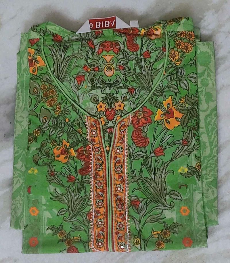Green Floral Print Grand Look Kurta