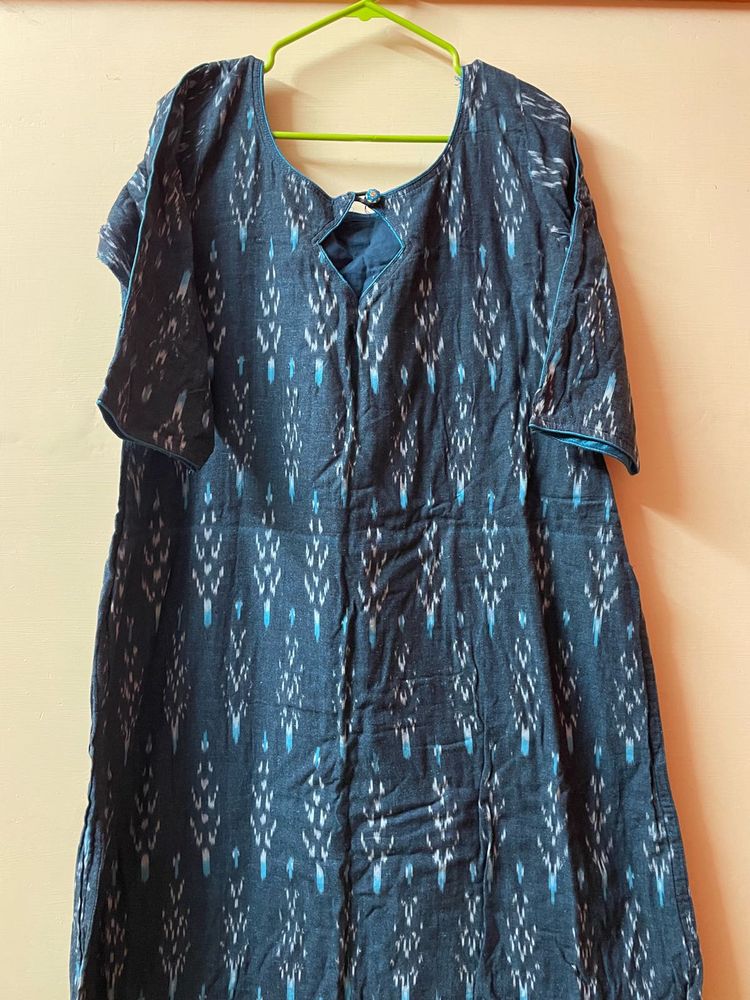 Blue Ikat Print Kurta