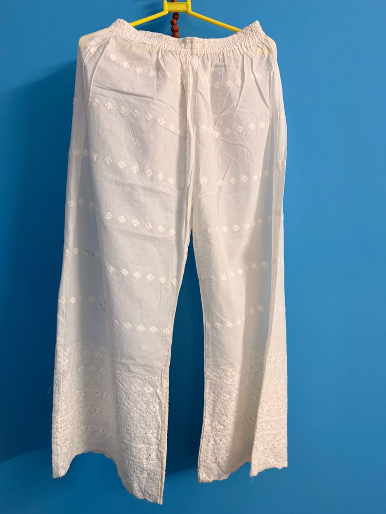 White Chikankari Palazzos