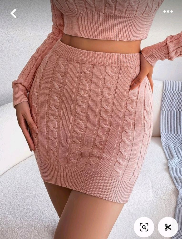 Twist Detail Cable Knit Pencil Skirt🇸‌🇦‌🇱‌🇪