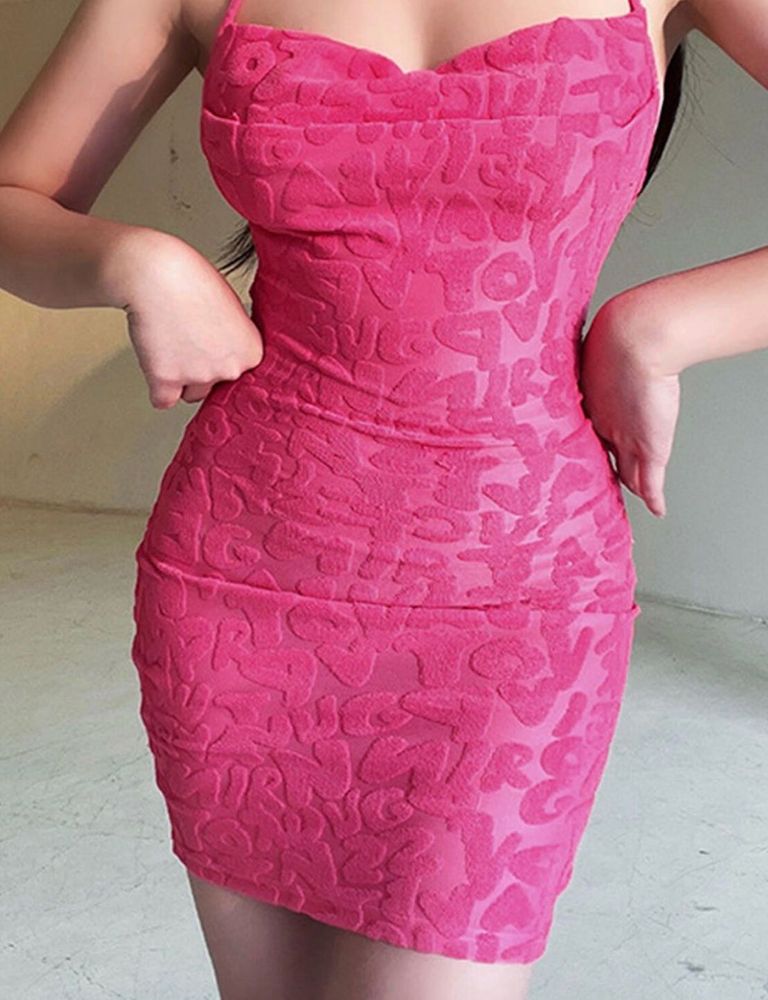 Hot Pink Textured Mini Dress