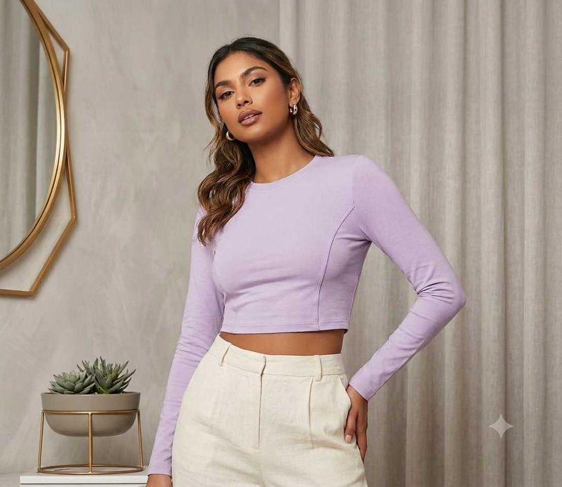 SHEIN Long Sleeve Crop Top