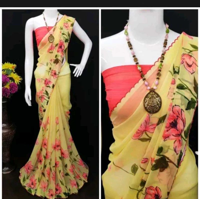Elegant Floral Print Saree