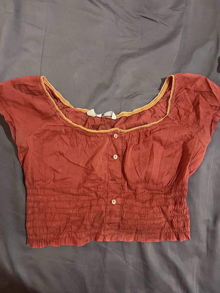 Chic Rusty Orange Square Neck Top