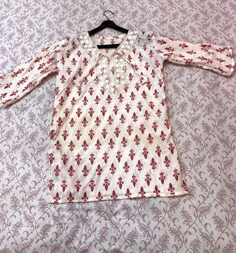Cotton Kurta with Floral Print
