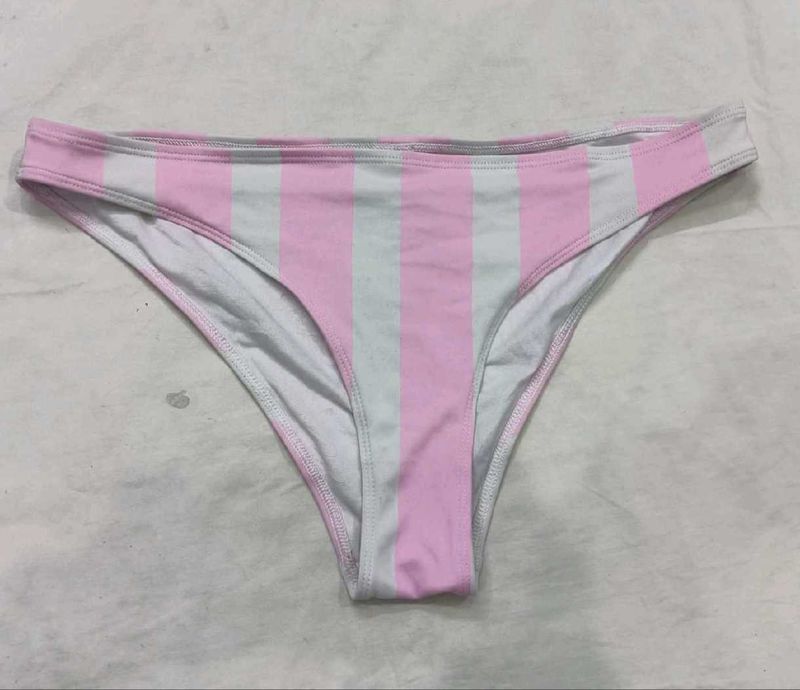 Pink &amp; White Striped Bikini Bottom