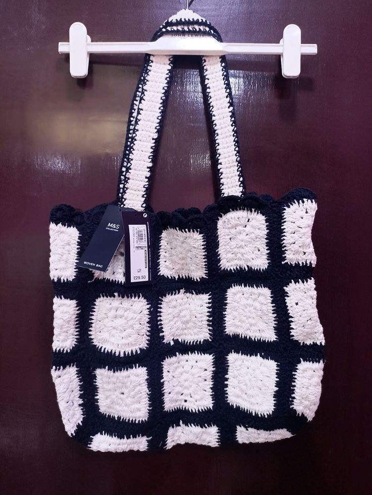 Pure Cotton Crochet Woven Bag