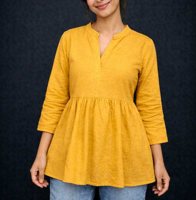 Mustard Cotton Kurta