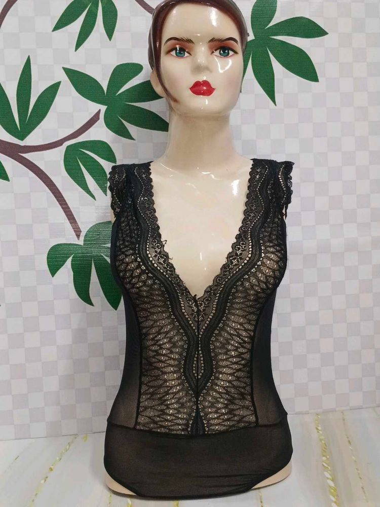 (1050)Black Mesh Bodysuit