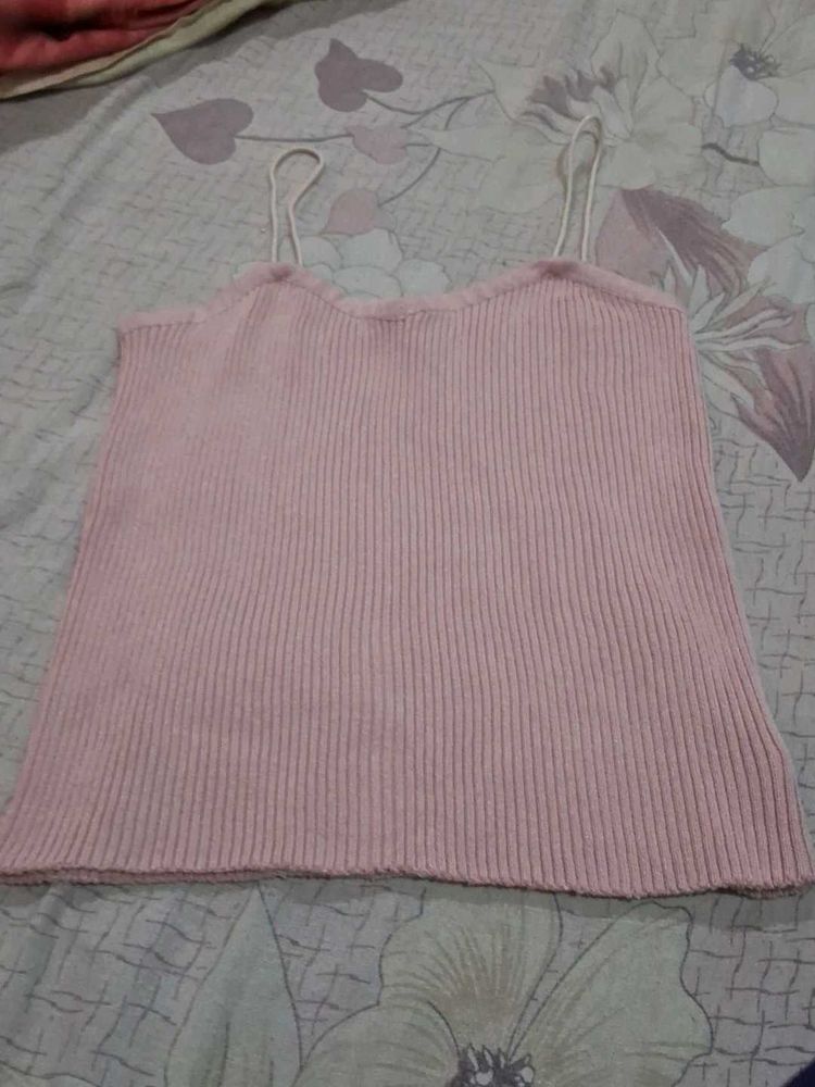Pink Ribbed Camisole Top
