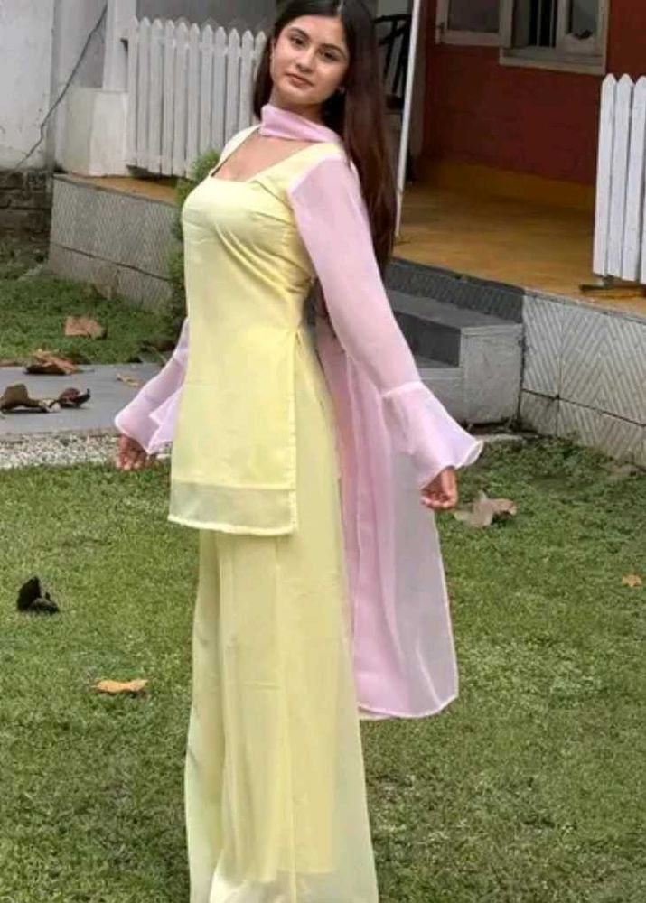 Elegant Yellow &amp; Pink Kurta Set 90s inspir