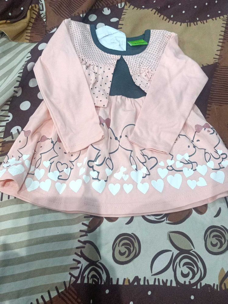 Baby Girl's Cute Bunny Print Dress