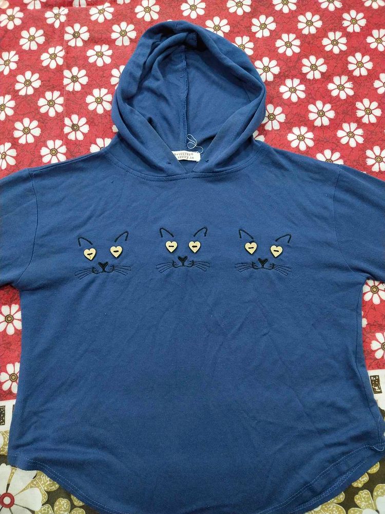 Navy Blue Hoodie Top