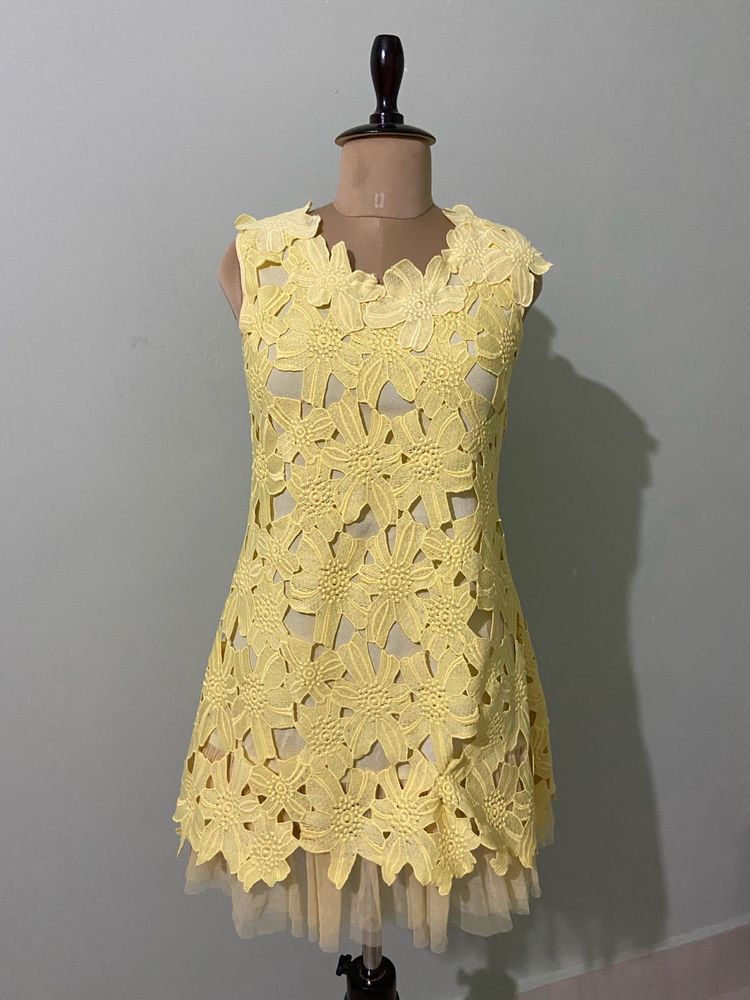 Yellow Lace Overlay Dress