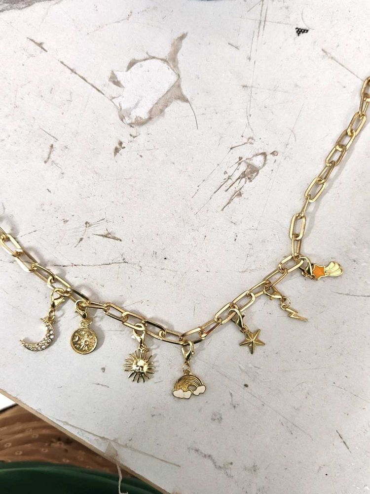 Chunky Gold Anti tarnish Chain Charm Necklace