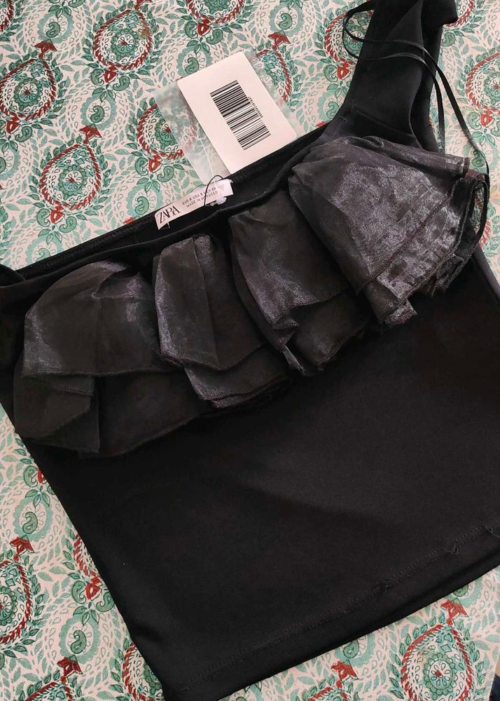 Zara Black Ruffled  Top