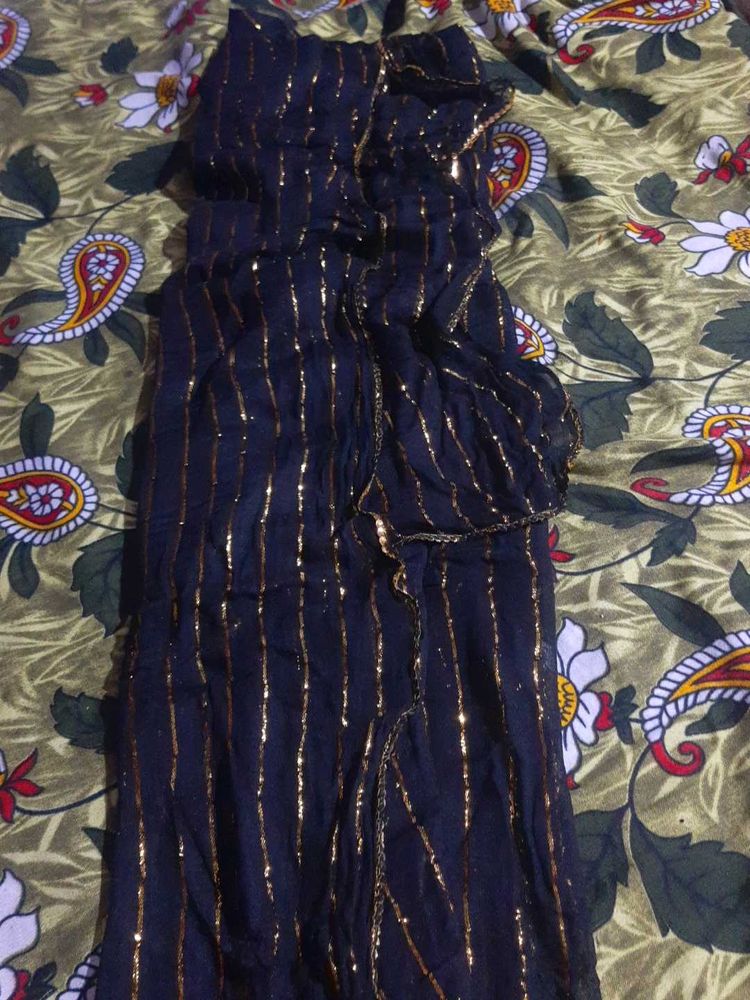 Suti Black dupatta with Golden Border