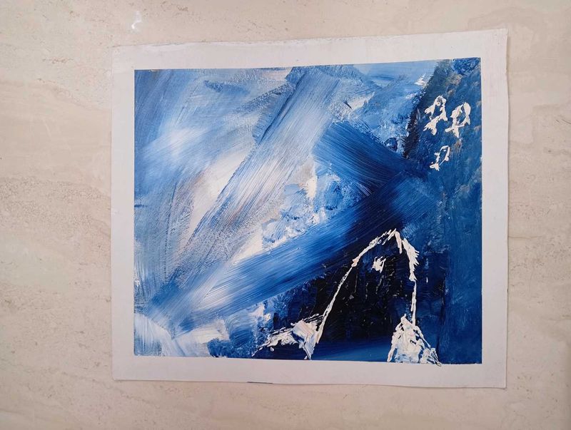 Abstract Blue Artwork(hand-painted)