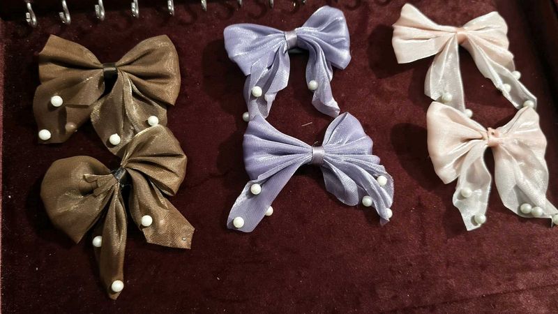 Elegant set of pearl bow clips🤌🏻🎀