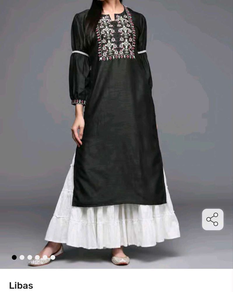 Embroidered Black Kurta