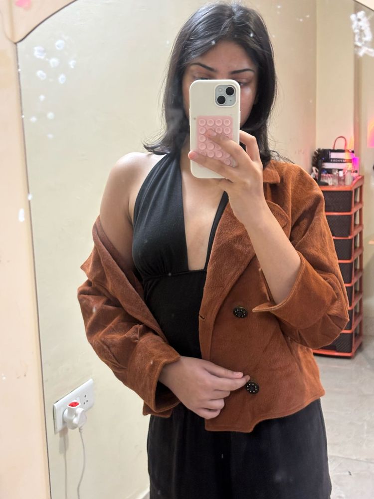 Stylish Brown Cropped Jacket