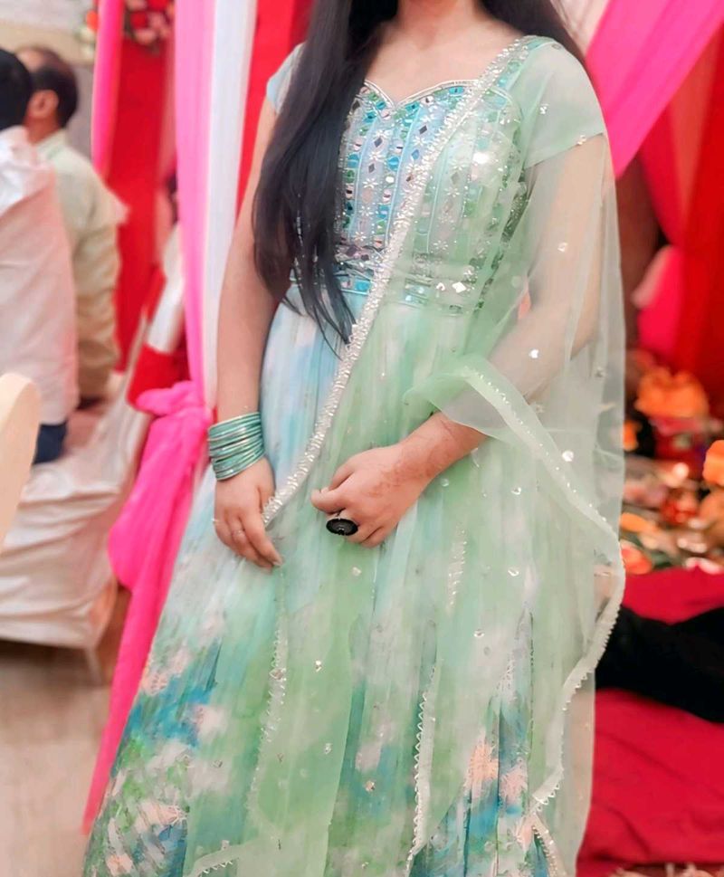 Elegant white Green lehenga