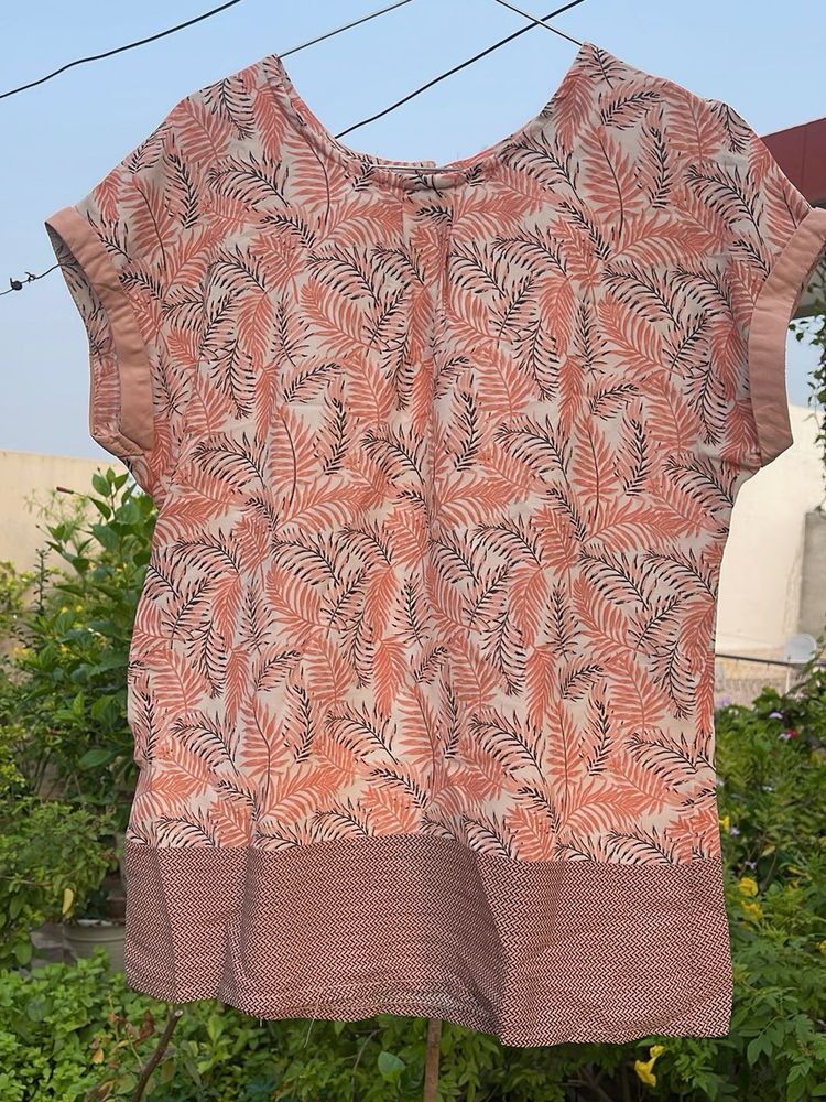 Chic Leaf Print Casual Top