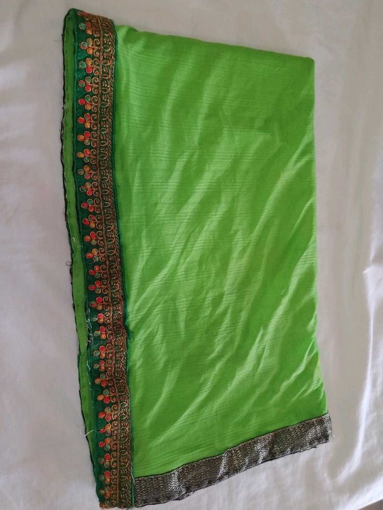 Vibrant Green Embroidered Saree