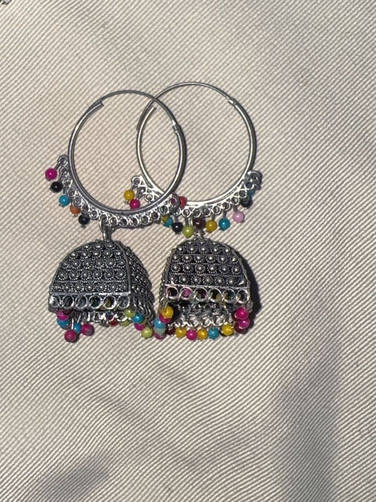 Colorful Jhumka Hoop Earrings