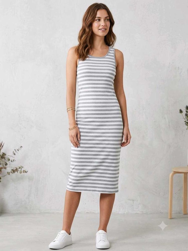 Striped Sleeveless Midi Dress