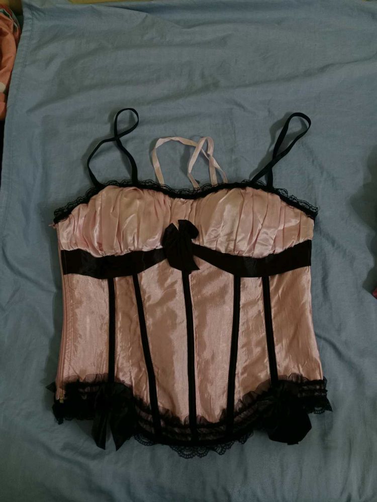 Pink &amp; Black Corset Top