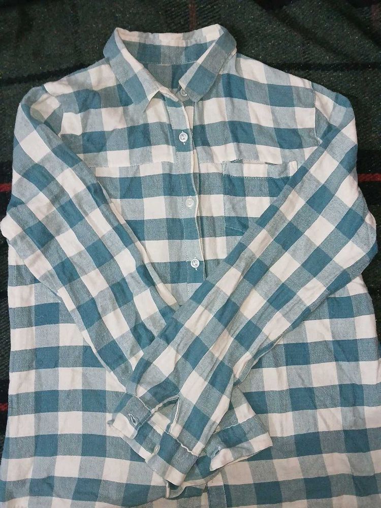 Blue &amp; White Checked Shirt