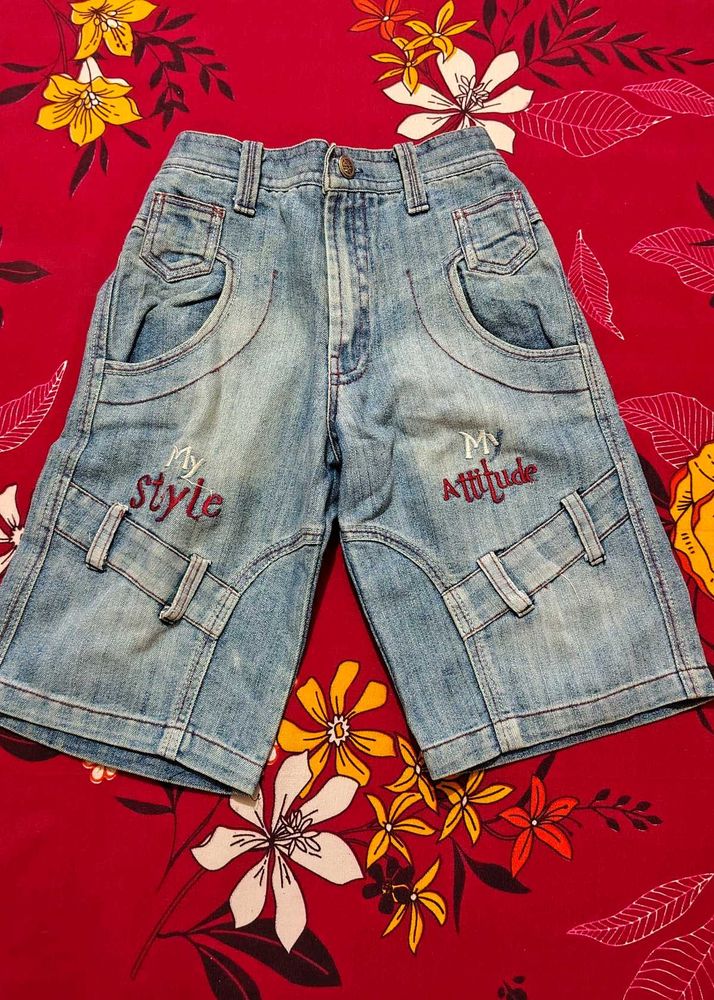 Stylish Denim Shorts with Embroidery