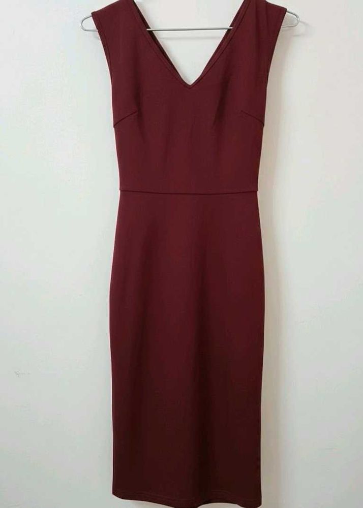 Burgundy Bodycon Midi Dress