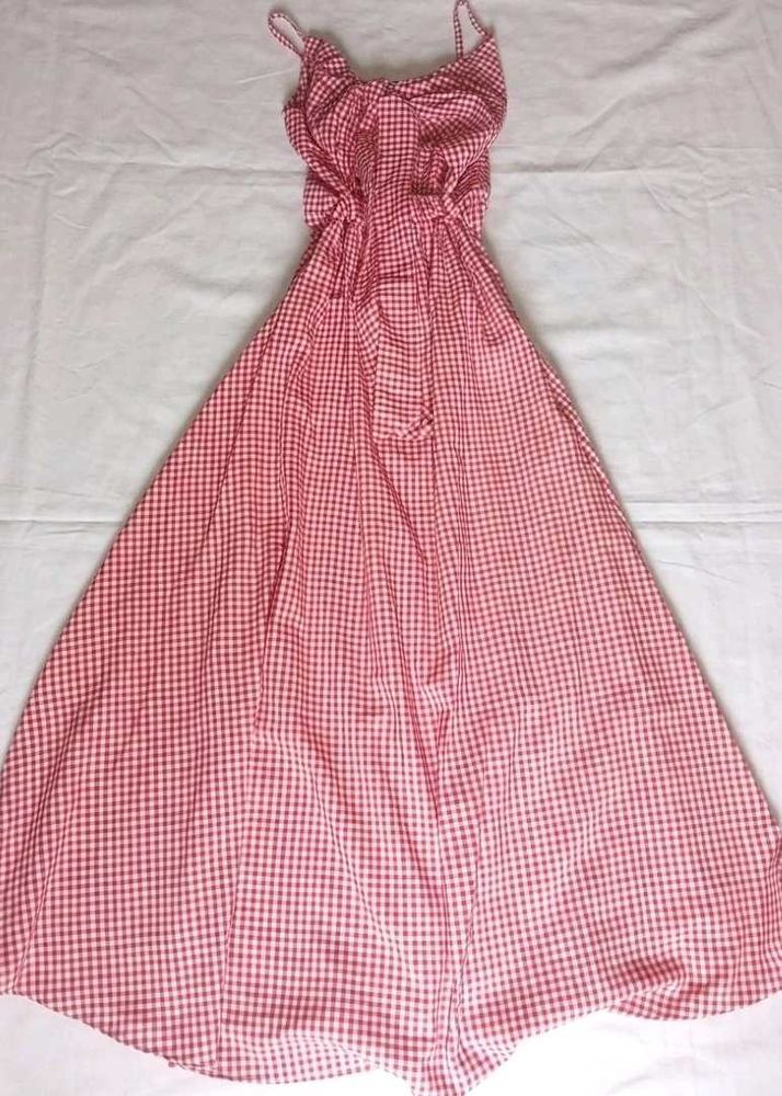 Red Gingham Maxi Dress