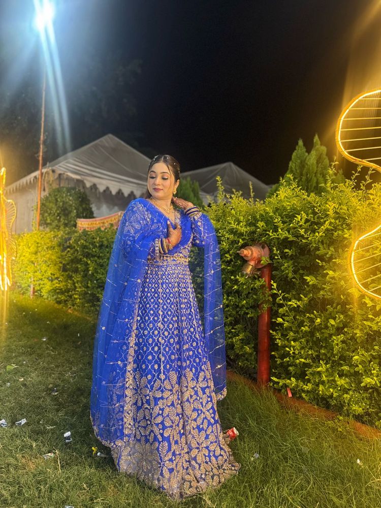 Stunning Blue Lehenga Choli with Golden Embroidery