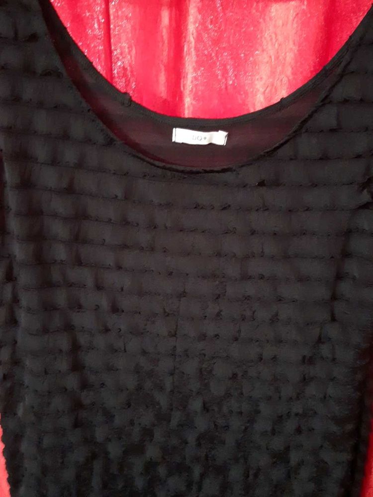 Chic Black Textured one piece therefore length
