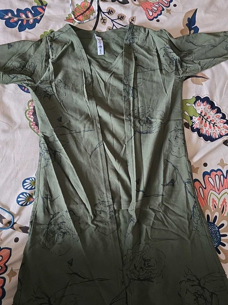 Green Floral Print Kurta