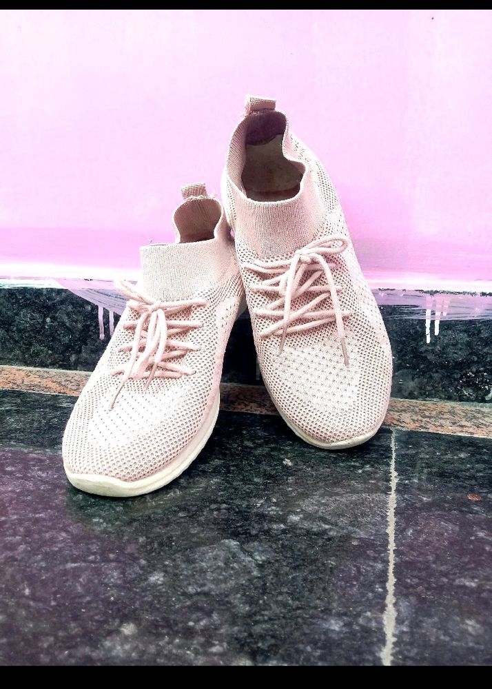 Dusty Rose Knit Sneakers