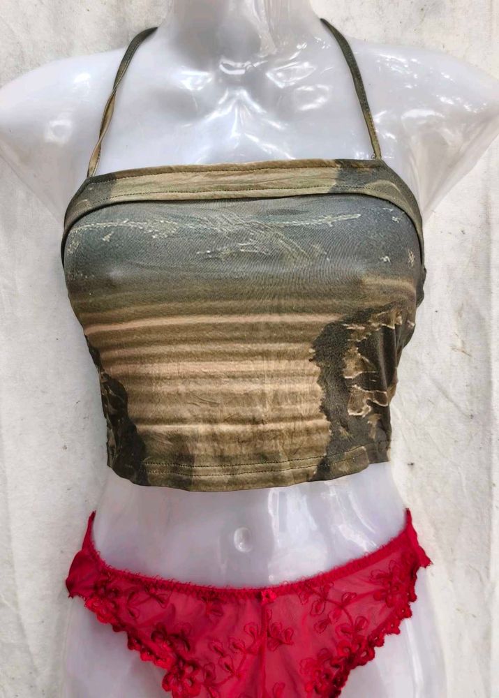 I. Trendy Camouflage Print Crop Top