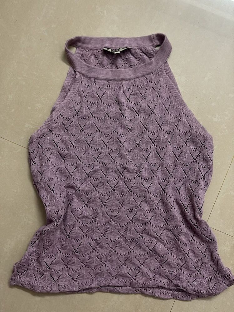 Lilac Crochet Halter Top