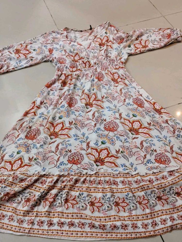 Bohemian Floral Print Midi Dress