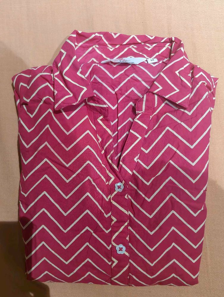 Pink Chevron Print Kurta