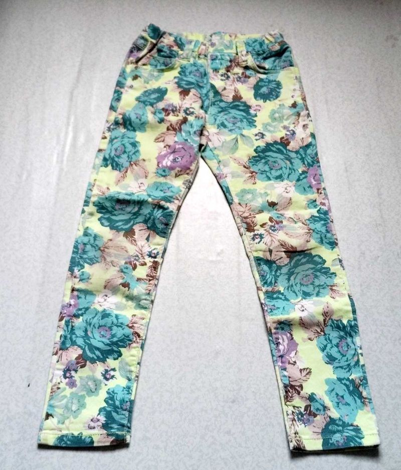 Floral Print Girls' Pants