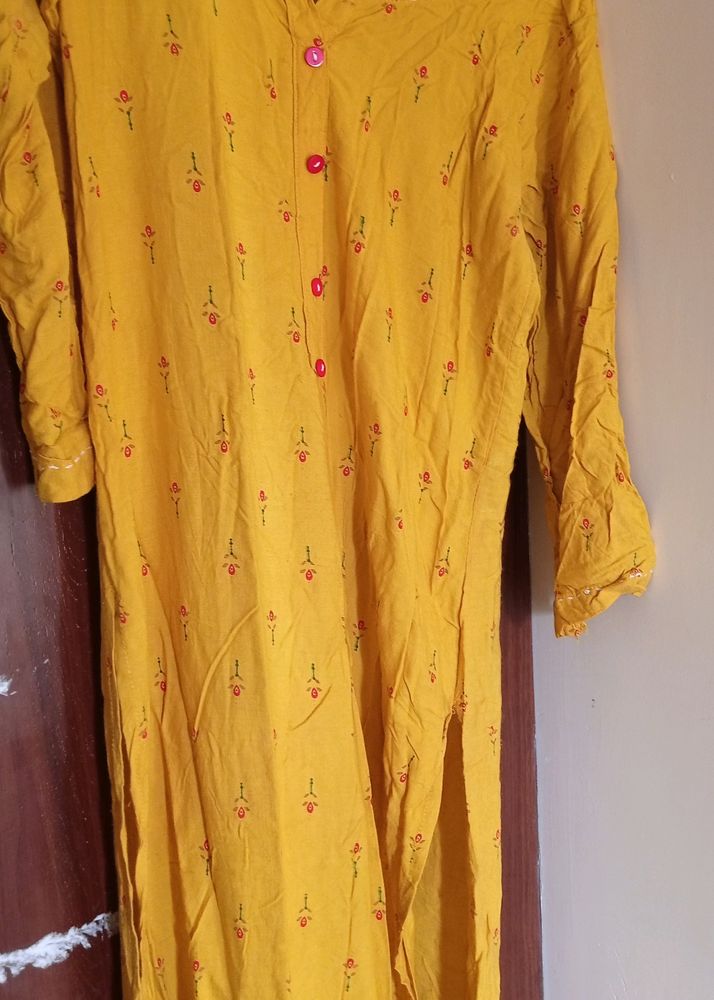 Yellow Cotton Kurthi For Resale