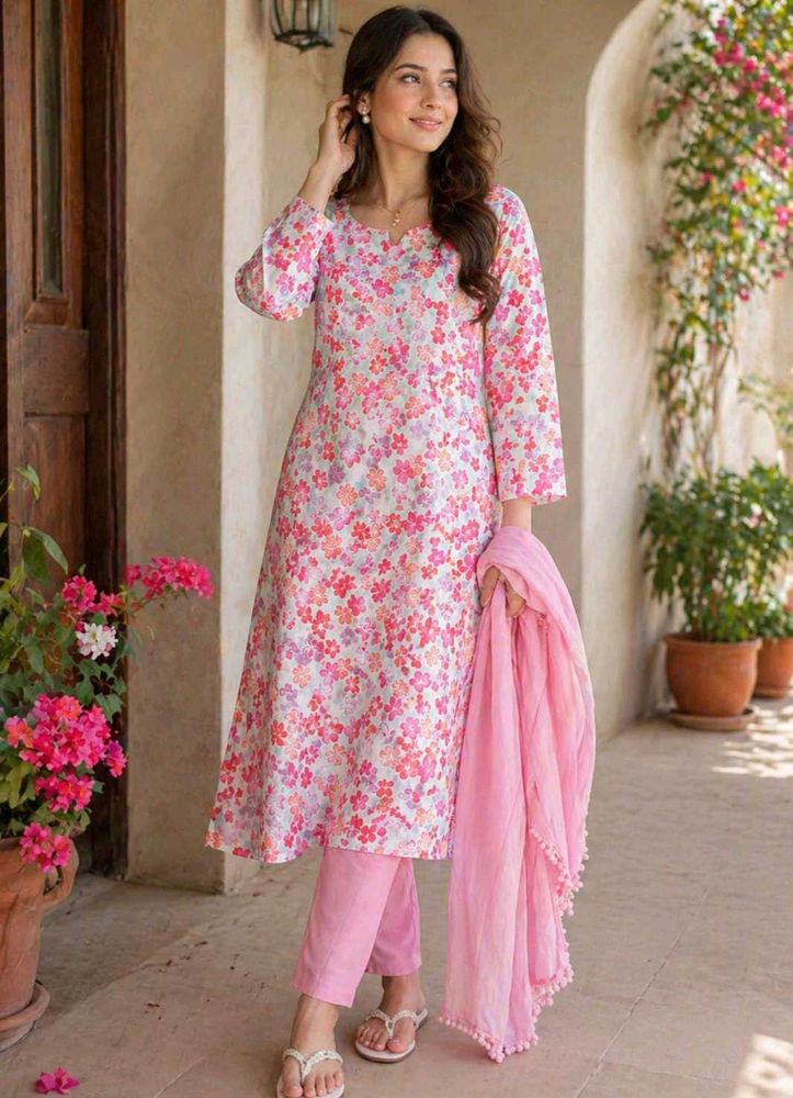 Floral Kurti With Trauser &amp; Dupatta🌺