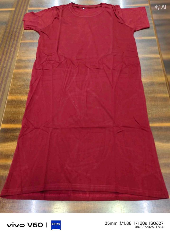 Maroon T-Shirt Style Top long